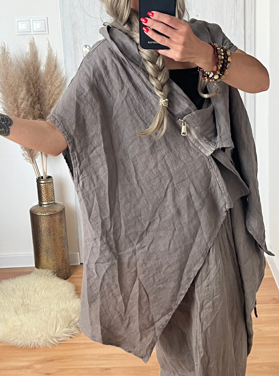 Ľanová tunika Taupe Breeze