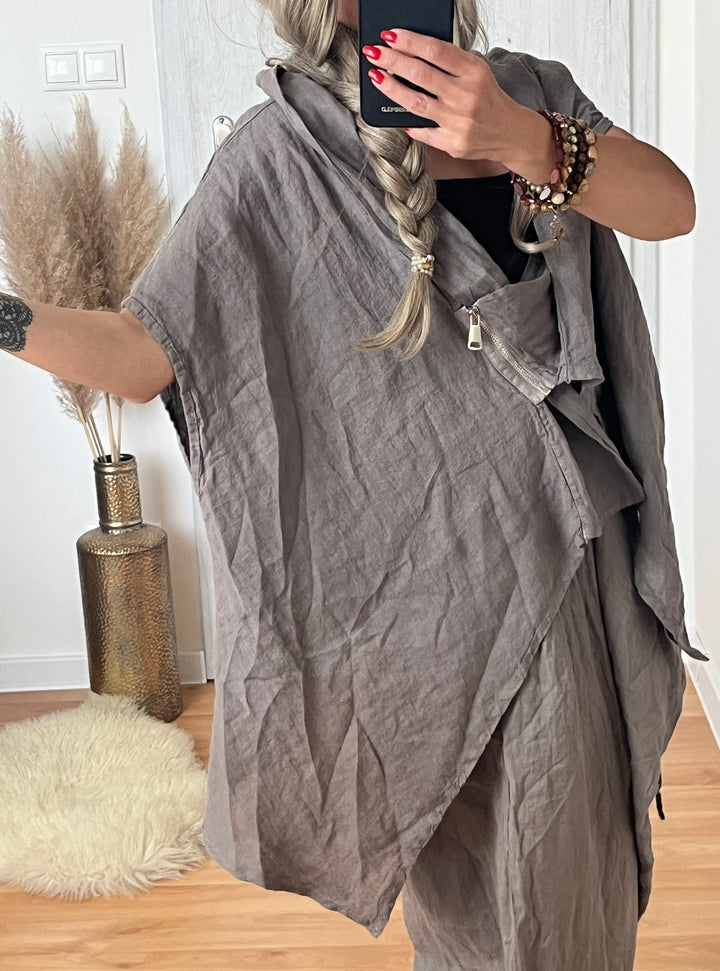Ľanová tunika Taupe Breeze