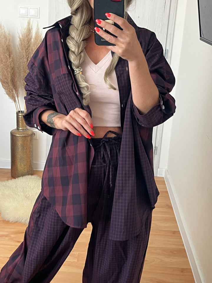 Košeľa CHECKER MIX BURGUNDY