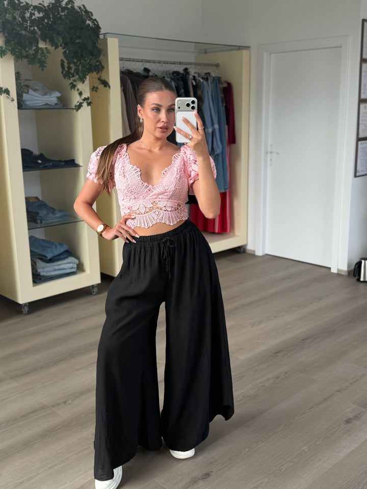 Čipkovaný top Bella Noir - rúžový