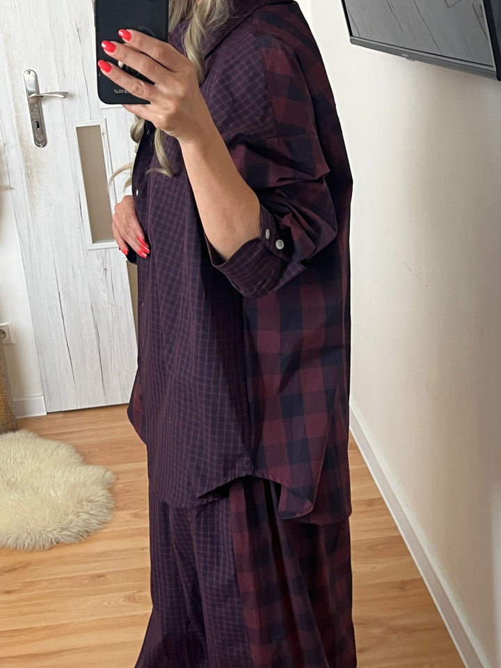 Košeľa CHECKER MIX BURGUNDY