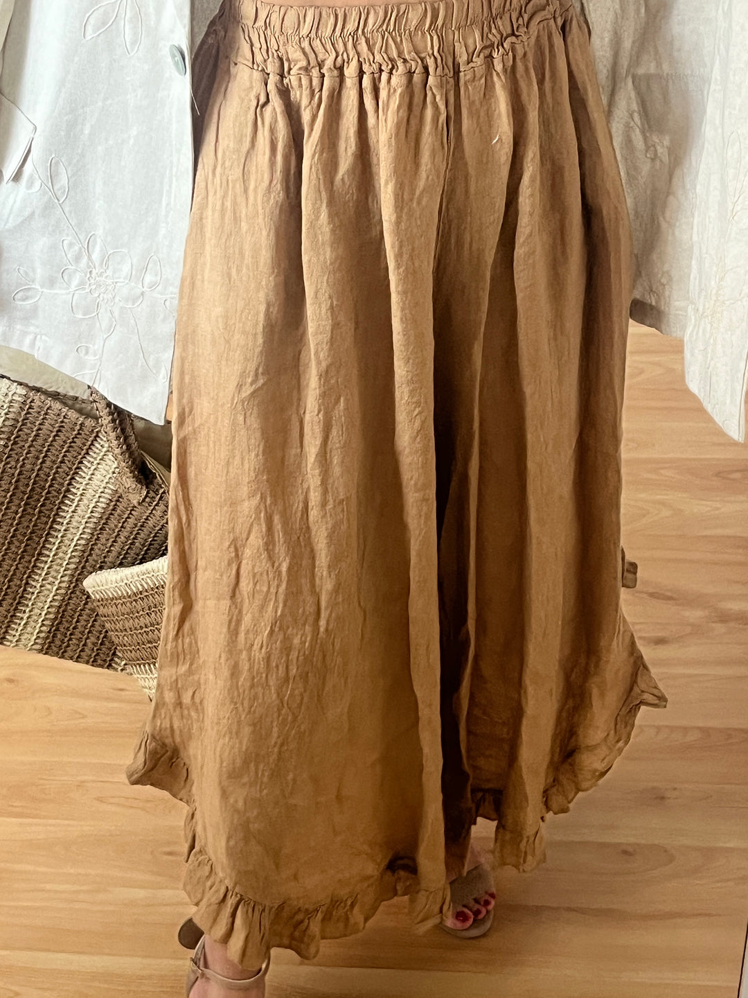 Ľanové nohavice Siena Camel