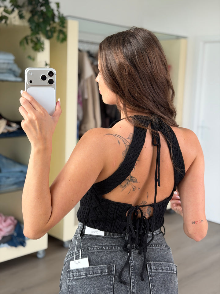 Top CABLE HALTER BLACK