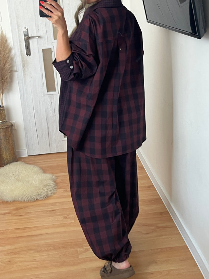 Košeľa CHECKER MIX BURGUNDY
