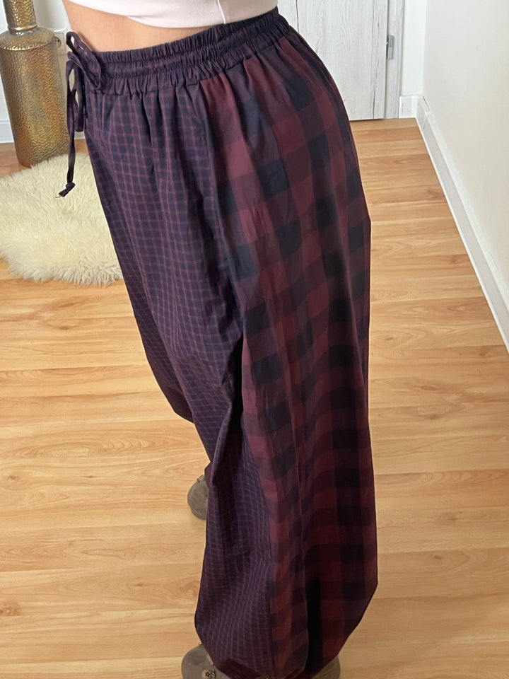 Nohavice CHECKER MIX BURGUNDY