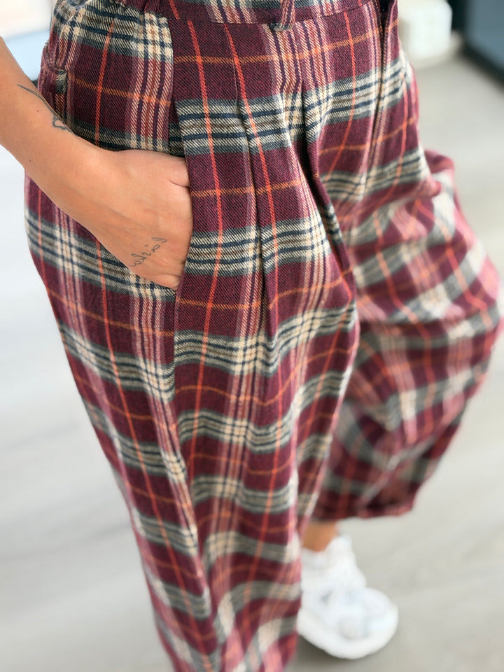 Nohavice Cherry Plaid