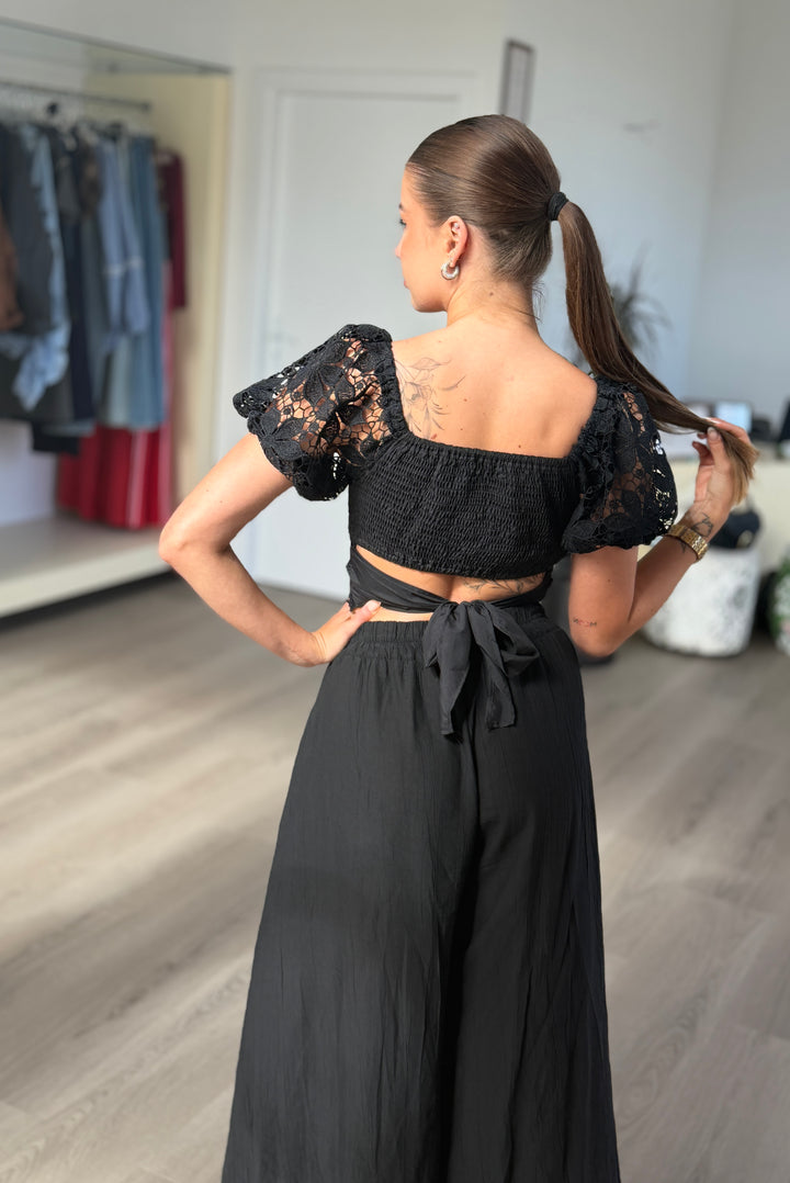 Čipkovaný top Bella Noir - čierny