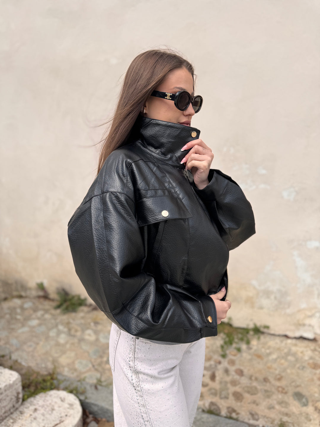 Dámska oversize koženková bunda RAVEN