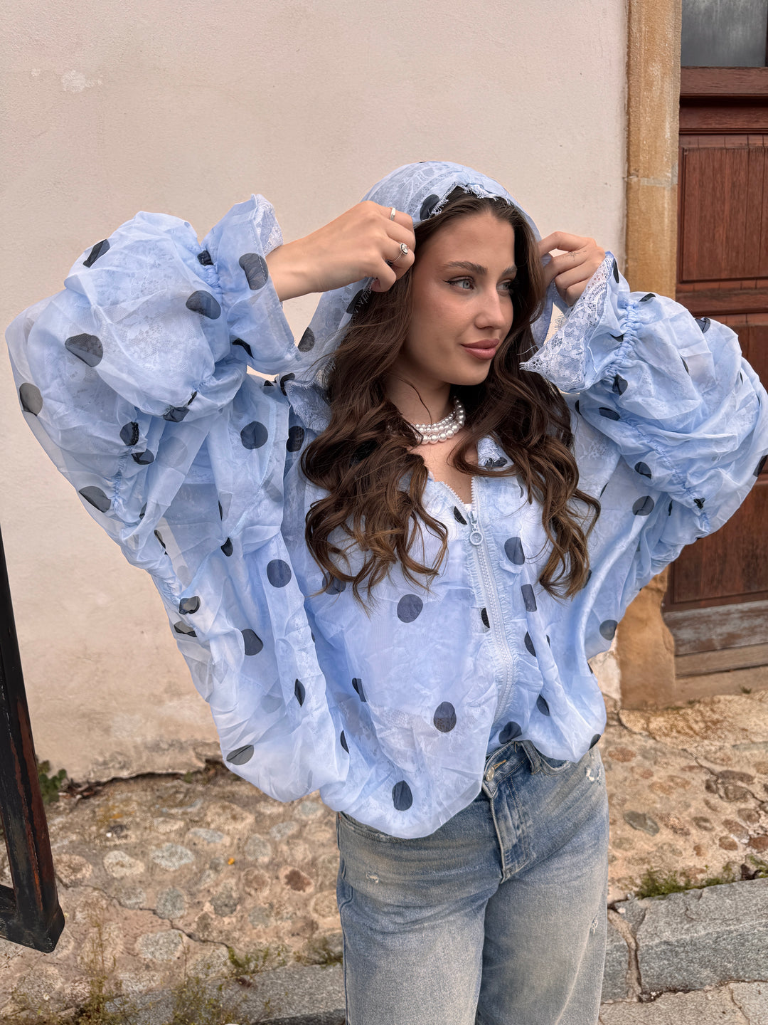 Dámska oversize bunda s čipkou CELESTE